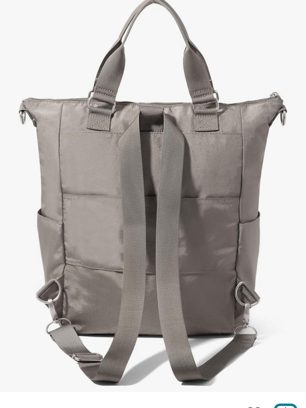 NWT Baggallini All Set 3 in 1 convertible crossbody tote backpack in silver gray - Picture 8 of 13